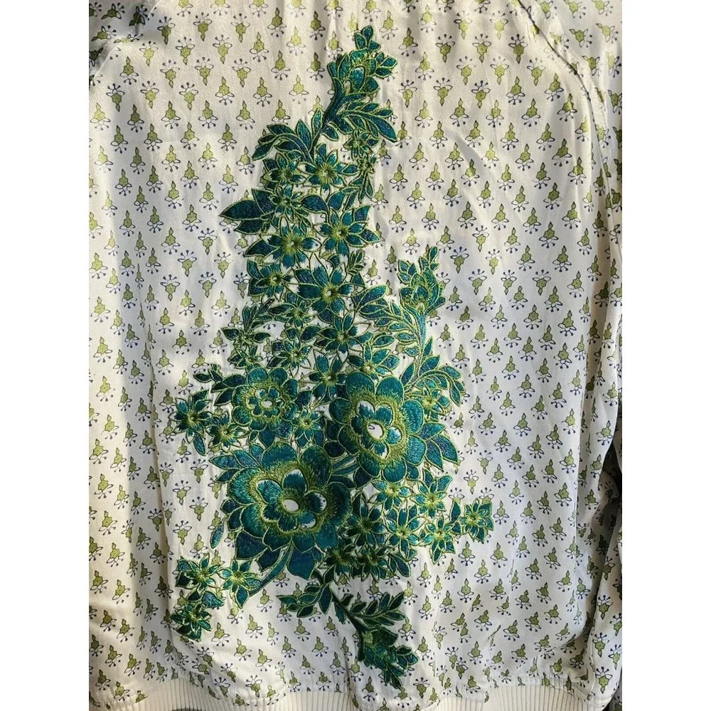 Anthropologie Tiny Editions Embroidered Viscose Zip Up Jacket Women’s  Medium - Picture 4 of 12